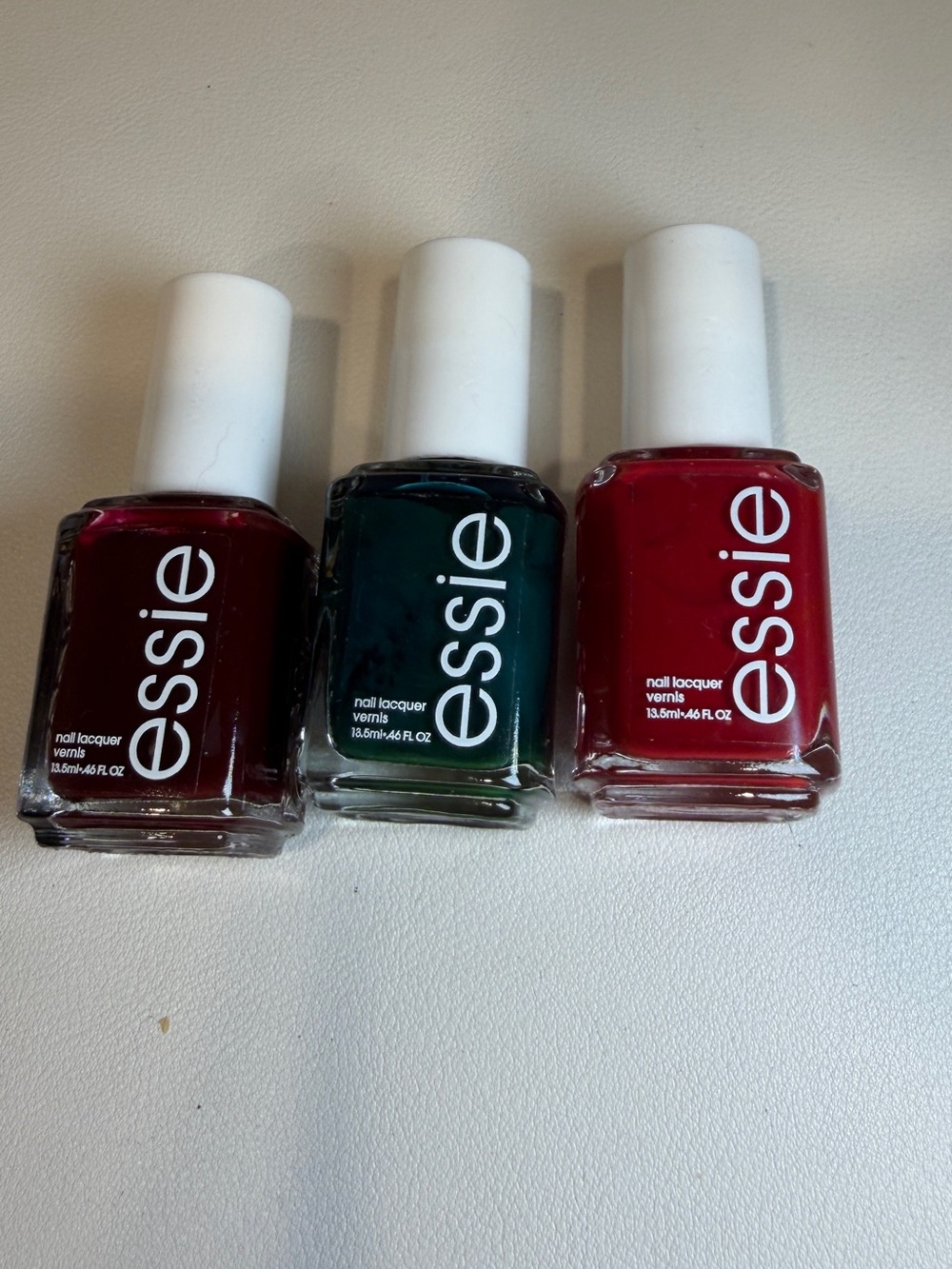 EssieNail Lacquer Trio - berry naught 416, off tropic 706, forever yummy 488